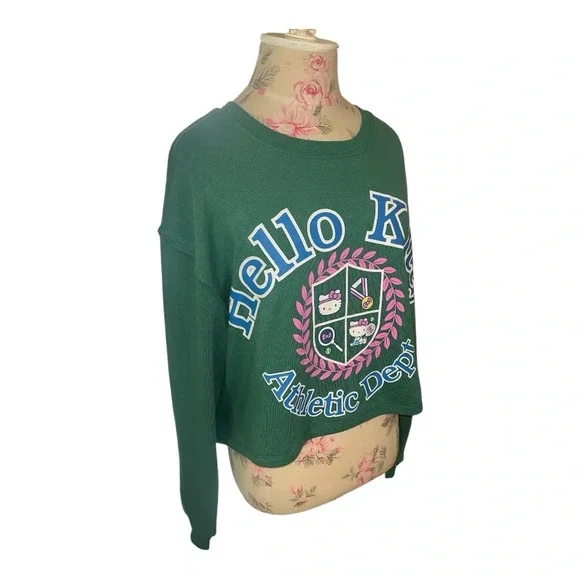 Hello Kitty Athletic Dept by Sanrio Crewneck Cropped Sweatshirt L - Picture 3 of 8
